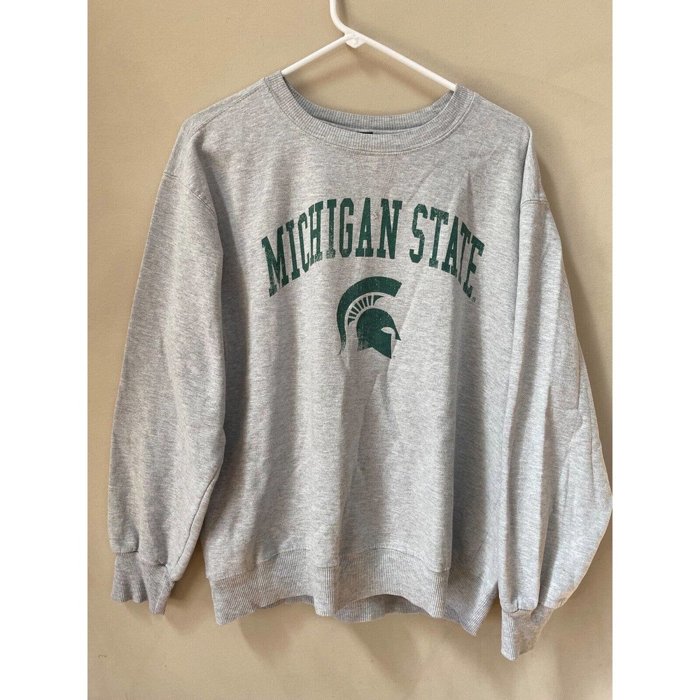 Michigan State Spartans Arch Logo Crewneck Sweatshirt J2 Sport Gray